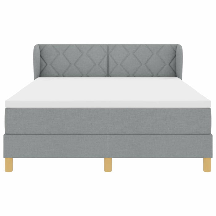 Pat cu arcuri cu headboard Gri deschis 140 x 200 cm țesătură WALTI