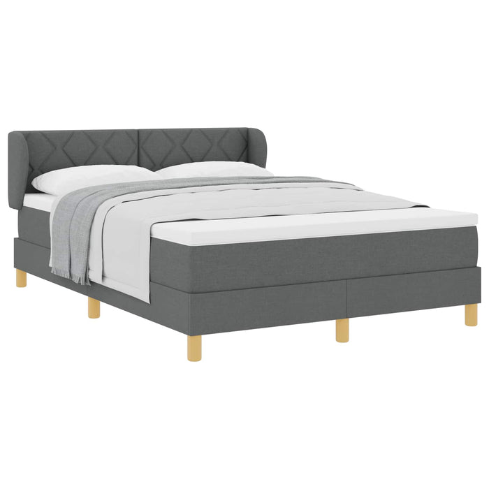 Pat cu arcuri cu headboard Gri închis 140 x 200 cm țesătură WALTI