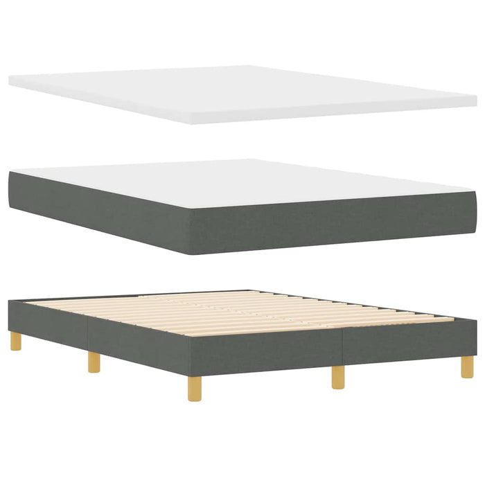 Pat cu arcuri cu headboard Gri închis 140 x 200 cm țesătură WALTI