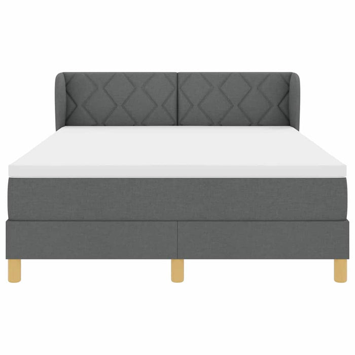 Pat cu arcuri cu headboard Gri închis 140 x 200 cm țesătură WALTI