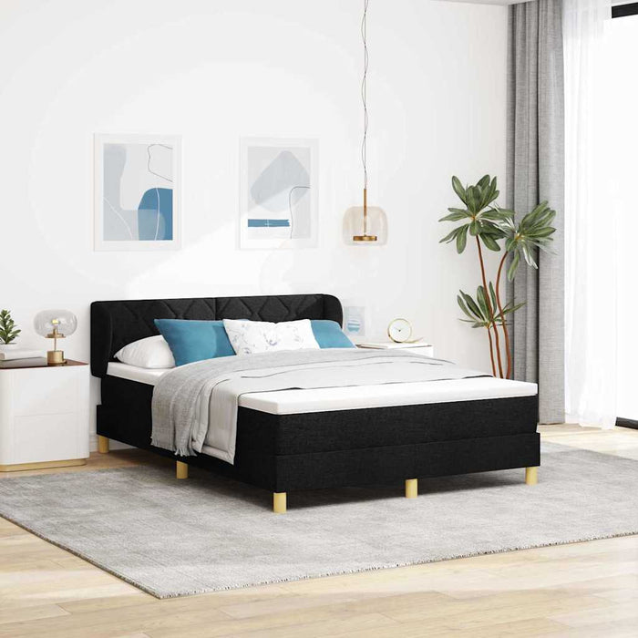 Pat cu arcuri cu headboard Negru 140 x 200 cm țesătură WALTI