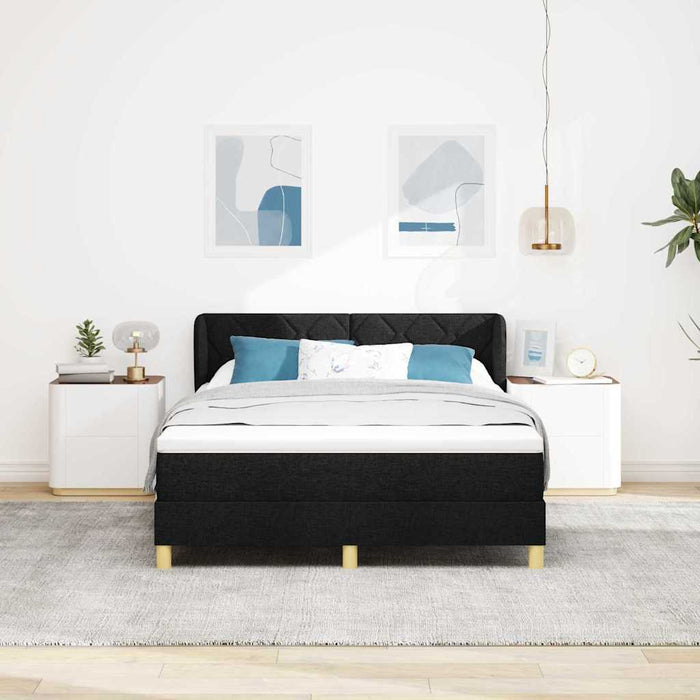 Pat cu arcuri cu headboard Negru 140 x 200 cm țesătură WALTI