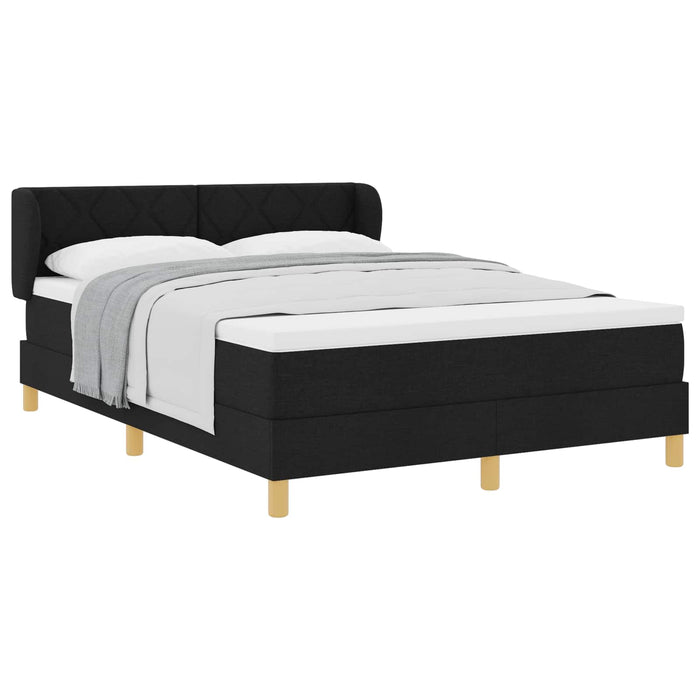 Pat cu arcuri cu headboard Negru 140 x 200 cm țesătură WALTI