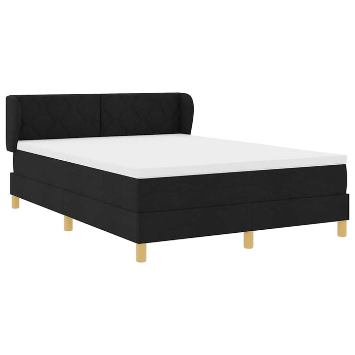 Pat cu arcuri cu headboard Negru 140 x 200 cm țesătură WALTI