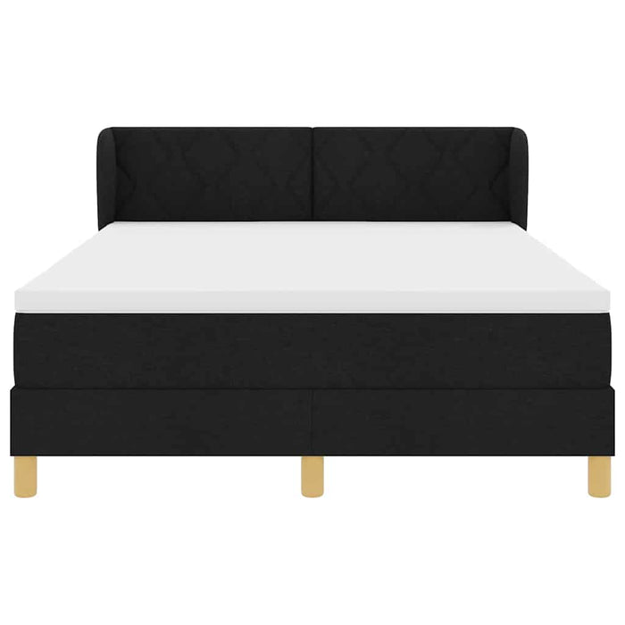 Pat cu arcuri cu headboard Negru 140 x 200 cm țesătură WALTI