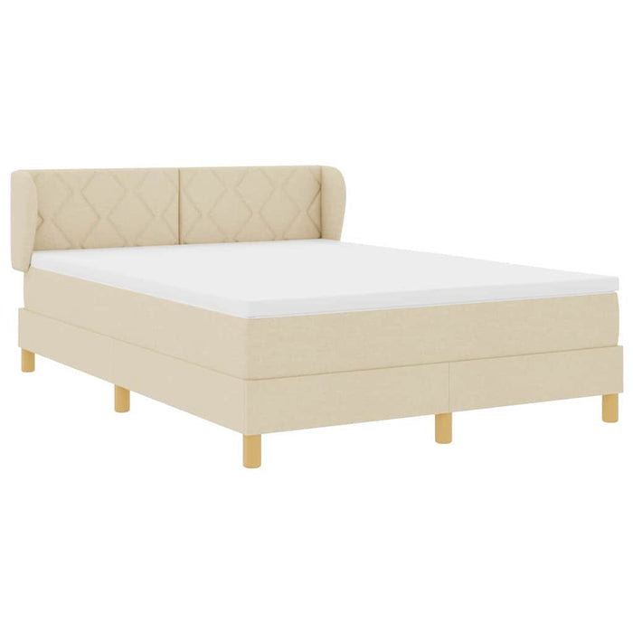 Pat cu arcuri cu headboard Crem 140 x 200 cm țesătură WALTI