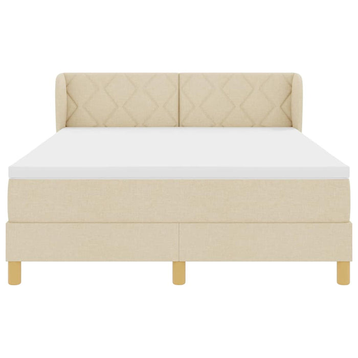 Pat cu arcuri cu headboard Crem 140 x 200 cm țesătură WALTI