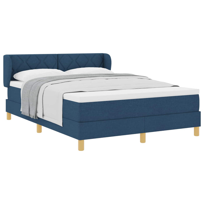 Pat cu arcuri cu headboard albastru 140 x 200 cm țesătură - WALTI WALTI