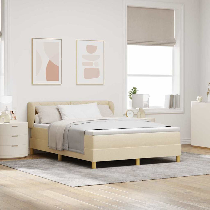 Pat cu arcuri cu headboard Crem 160 x 200 cm țesătură WALTI