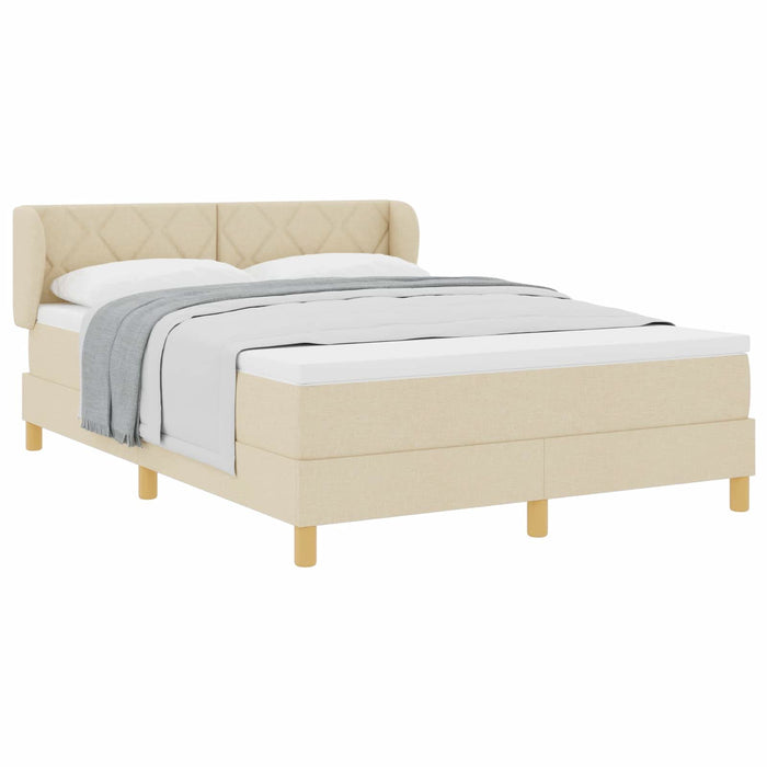 Pat cu arcuri cu headboard Crem 160 x 200 cm țesătură WALTI