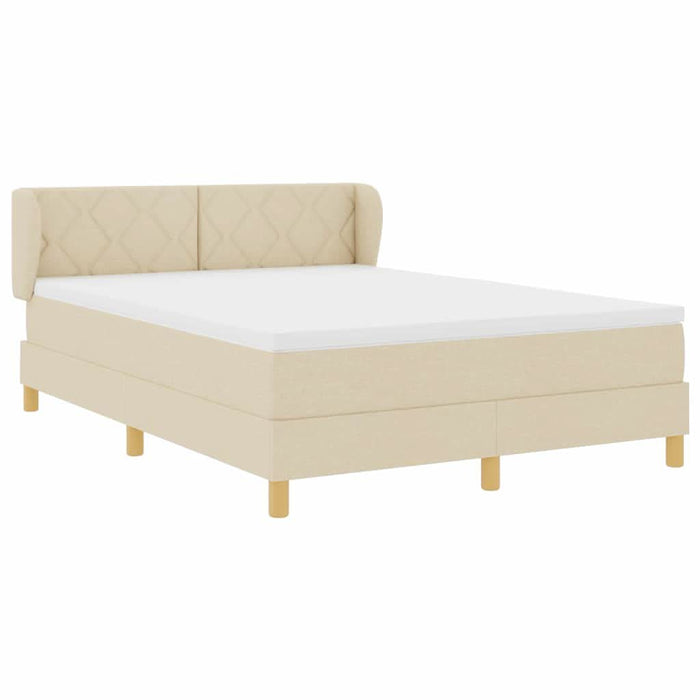 Pat cu arcuri cu headboard Crem 160 x 200 cm țesătură WALTI