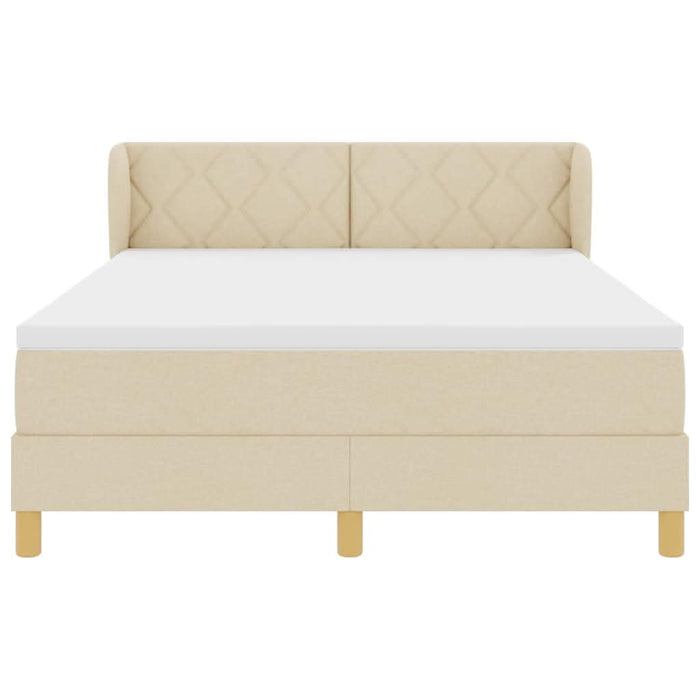 Pat cu arcuri cu headboard Crem 160 x 200 cm țesătură WALTI