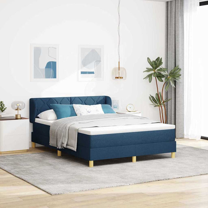 Pat cu arcuri cu headboard albastru 160 x 200 cm țesătură - WALTI WALTI
