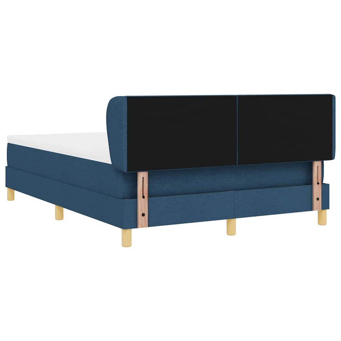 Pat cu arcuri cu headboard albastru 160 x 200 cm țesătură - WALTI WALTI
