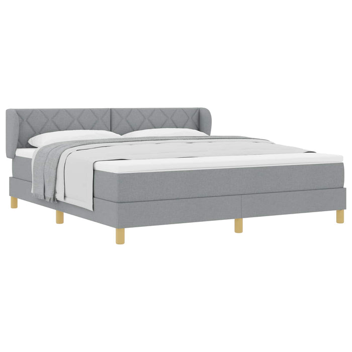 Pat cu arcuri cu headboard Gri deschis 180 x 200 cm țesătură WALTI