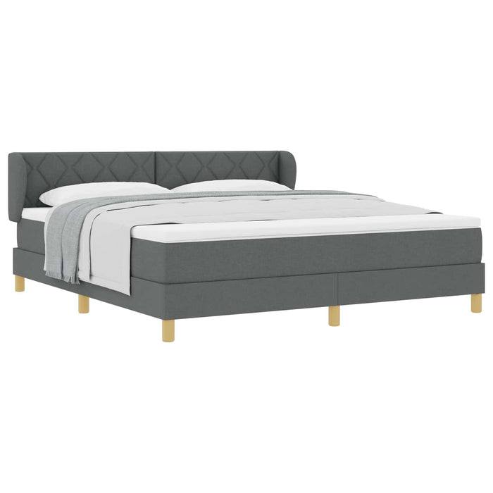 Pat cu arcuri cu headboard Gri închis 180 x 200 cm țesătură - WALTI WALTI