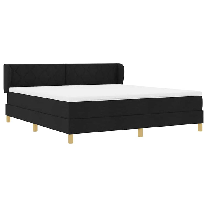 Pat cu arcuri cu headboard Negru 180 x 200 cm țesătură WALTI