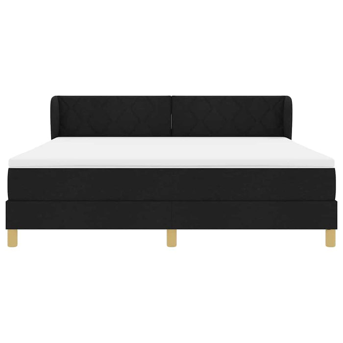 Pat cu arcuri cu headboard Negru 180 x 200 cm țesătură WALTI