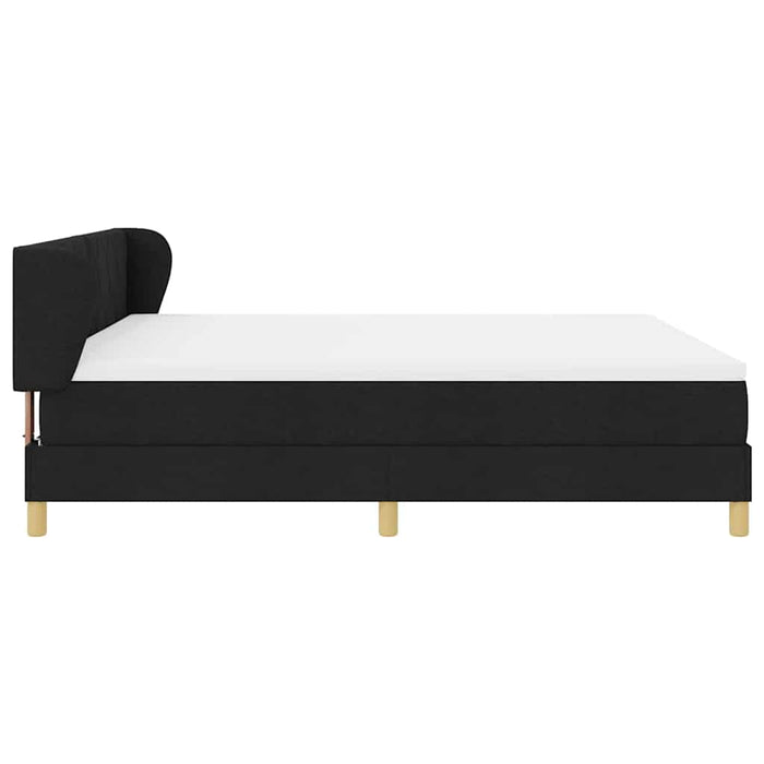 Pat cu arcuri cu headboard Negru 180 x 200 cm țesătură WALTI