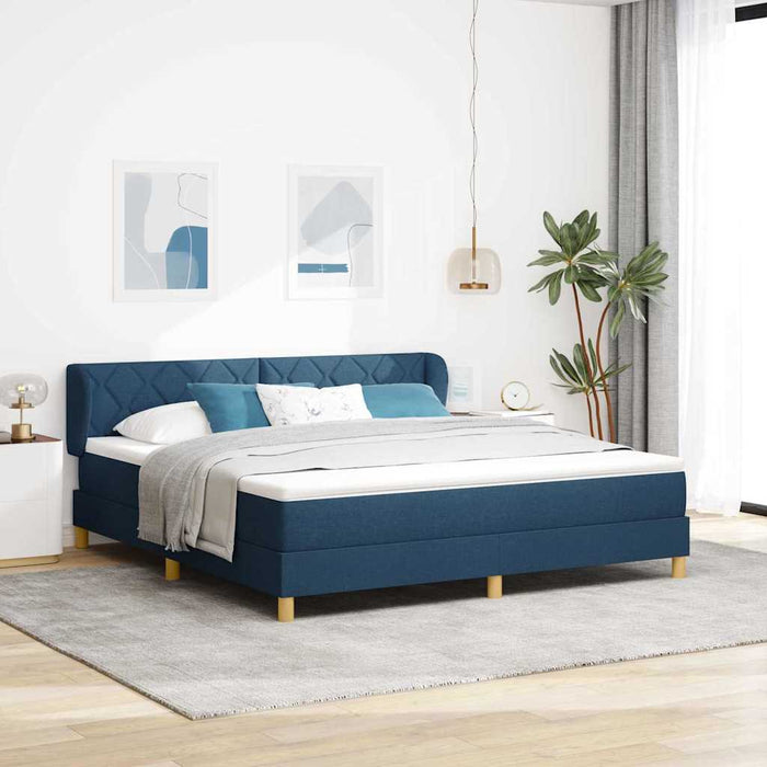 Pat cu arcuri cu headboard albastru 180 x 200 cm țesătură WALTI