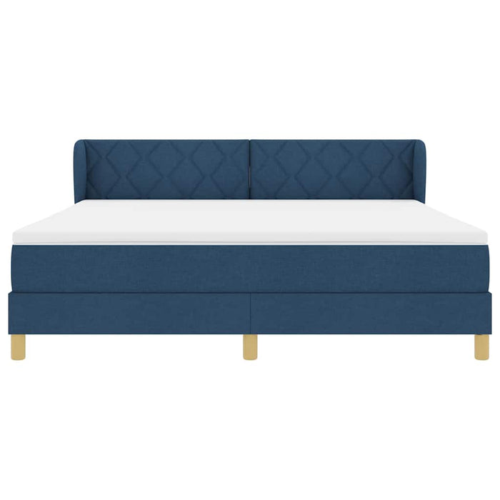 Pat cu arcuri cu headboard albastru 180 x 200 cm țesătură WALTI