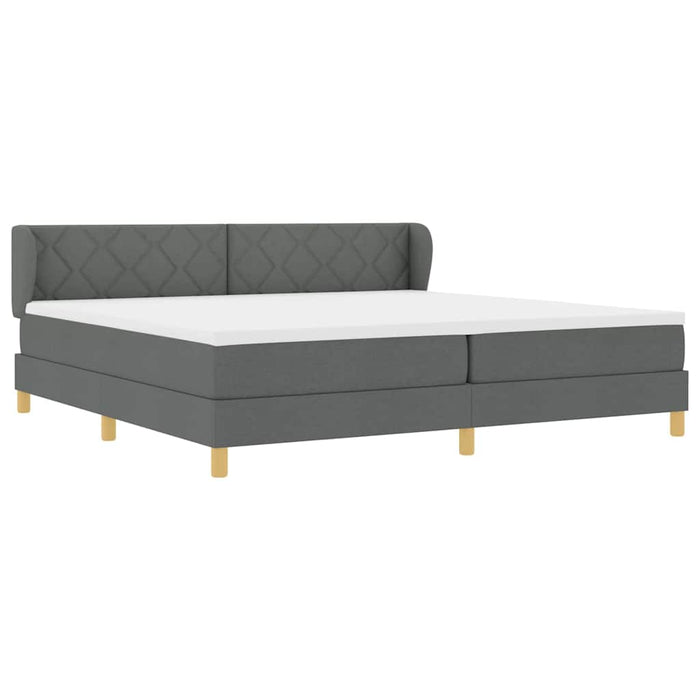 Pat cu arcuri cu headboard Gri închis 200 x 200 cm țesătură WALTI