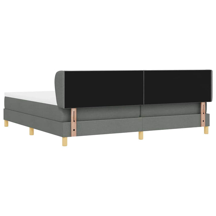 Pat cu arcuri cu headboard Gri închis 200 x 200 cm țesătură WALTI