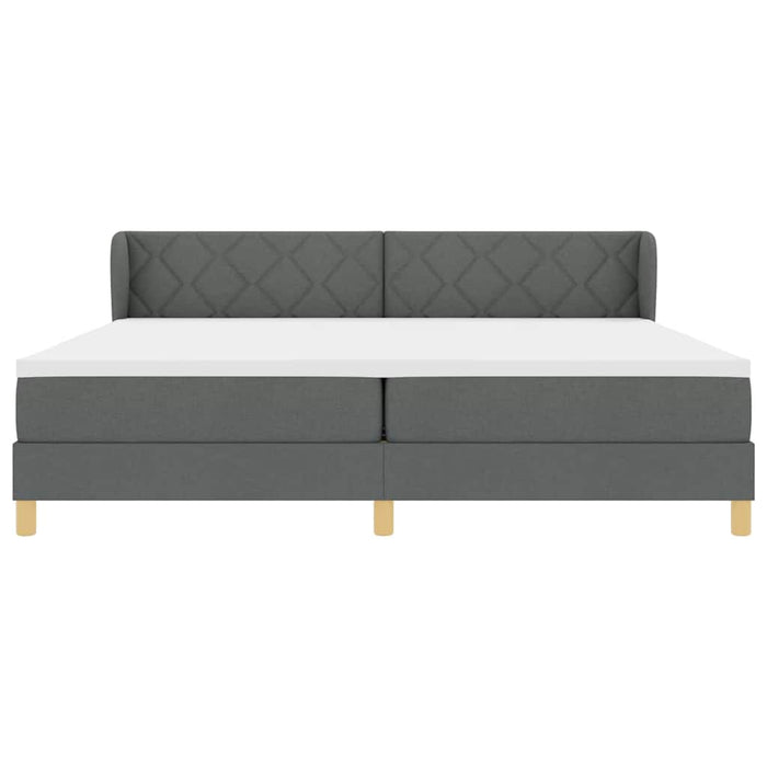 Pat cu arcuri cu headboard Gri închis 200 x 200 cm țesătură WALTI