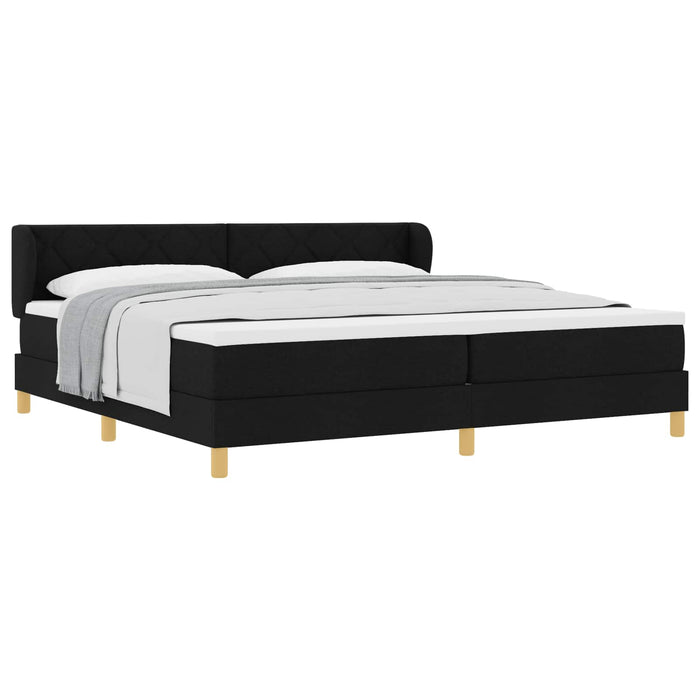 Pat cu arcuri cu saltea Negru 200 x 200 cm țesătură - WALTI WALTI