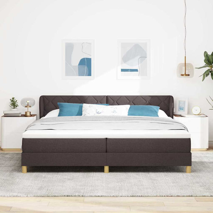 Pat cu arcuri cu saltea Maro închis 200 x 200 cm țesătură - WALTI WALTI