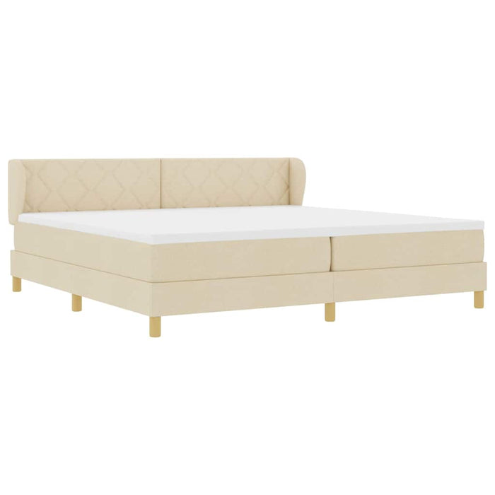 Pat cu arcuri cu saltea cu headboard Crem 200 x 200 cm țesătură - WALTI WALTI