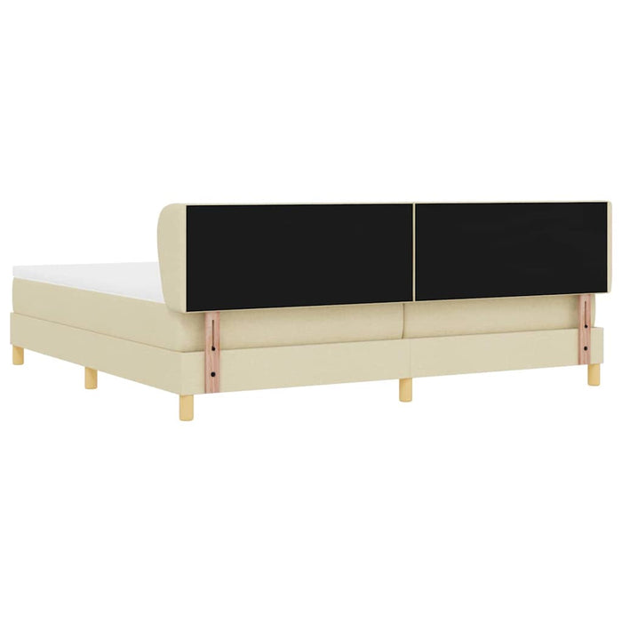 Pat cu arcuri cu saltea cu headboard Crem 200 x 200 cm țesătură - WALTI WALTI