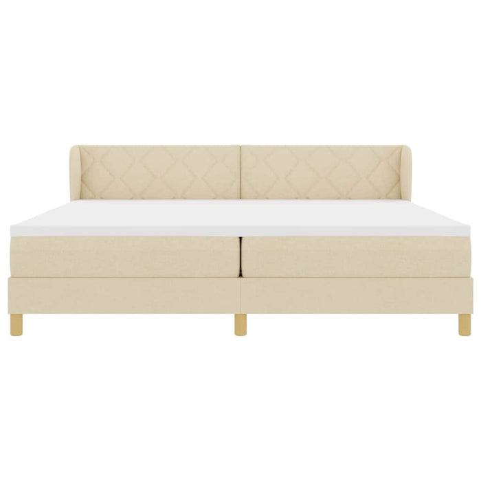 Pat cu arcuri cu saltea cu headboard Crem 200 x 200 cm țesătură - WALTI WALTI