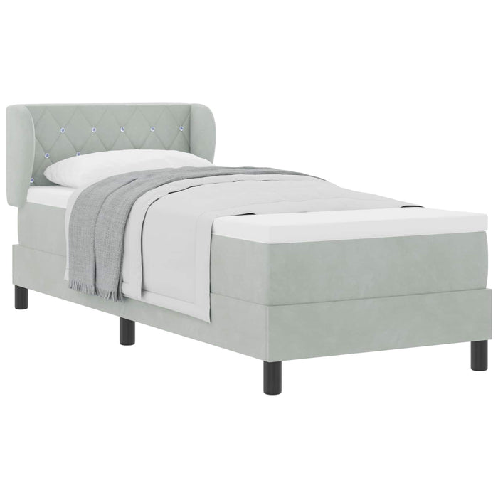 Pat cu arcuri cu saltea Gri deschis 80 x 200 cm Catifea - WALTI WALTI