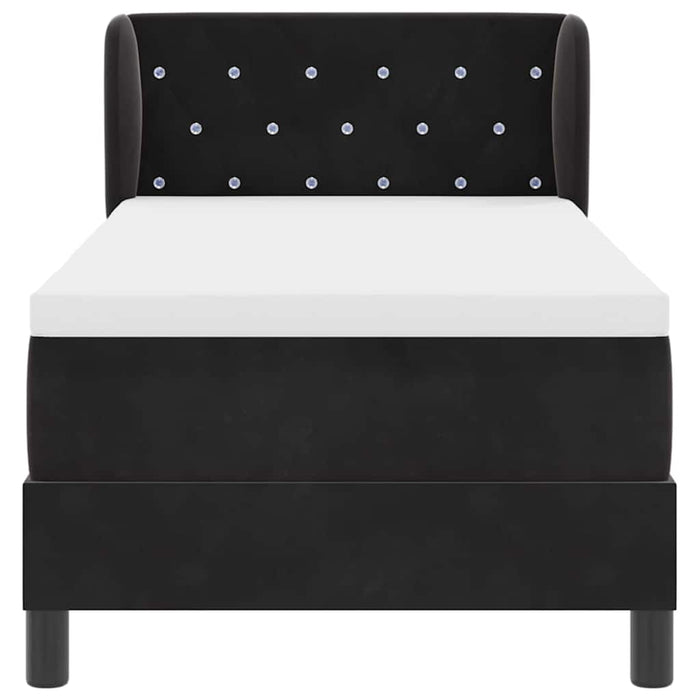 Pat cu arcuri cu saltea cu headboard Negru 80 x 200 cm Catifea - WALTI WALTI