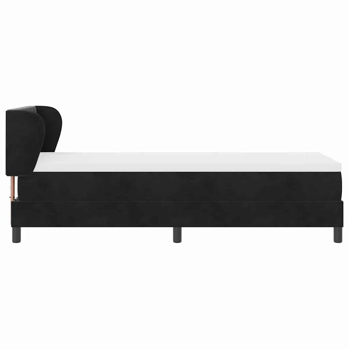 Pat cu arcuri cu saltea cu headboard Negru 80 x 200 cm Catifea - WALTI WALTI