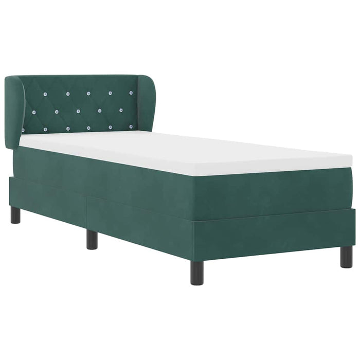 Pat cu arcuri cu headboard Verde închis 80 x 200 cm Catifea - WALTI WALTI