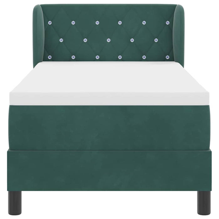 Pat cu arcuri cu headboard Verde închis 80 x 200 cm Catifea - WALTI WALTI