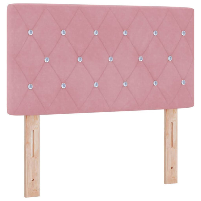 Pat cu arcuri cu saltea cu headboard Roz 80 x 200 cm Catifea - WALTI WALTI
