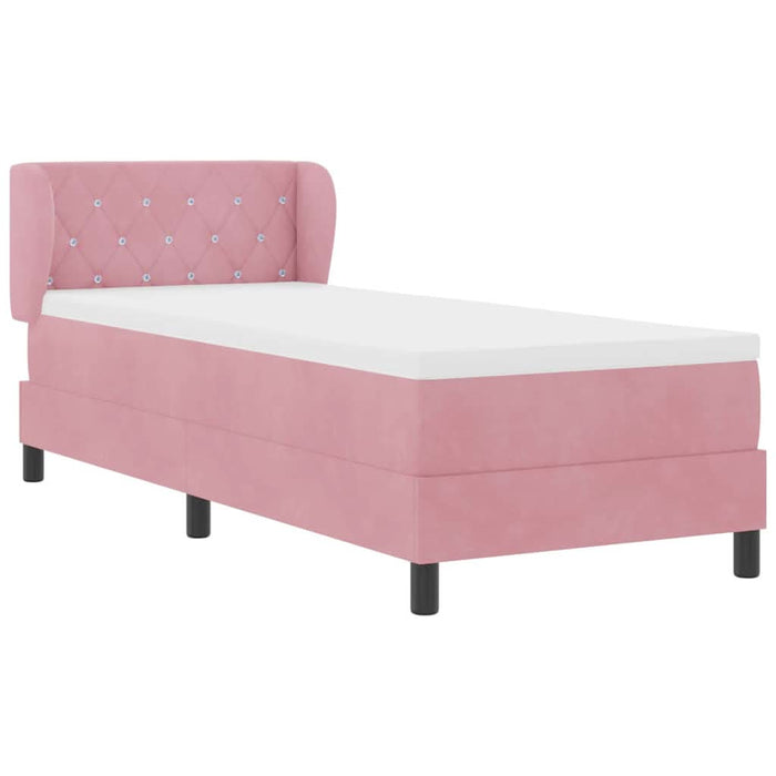 Pat cu arcuri cu saltea cu headboard Roz 80 x 200 cm Catifea - WALTI WALTI