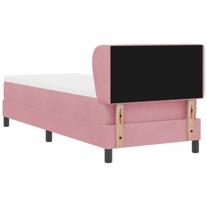 Pat cu arcuri cu saltea cu headboard Roz 80 x 200 cm Catifea - WALTI WALTI