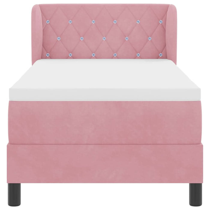 Pat cu arcuri cu saltea cu headboard Roz 80 x 200 cm Catifea - WALTI WALTI