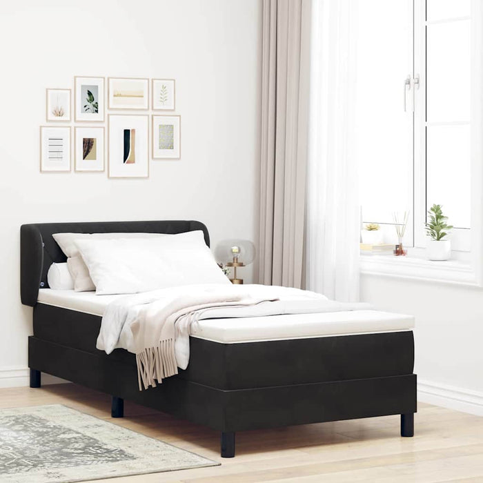 Pat cu arcuri cu saltea cu headboard Negru 90 x 190 cm Catifea - WALTI WALTI
