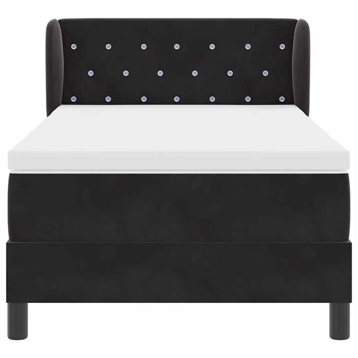 Pat cu arcuri cu saltea cu headboard Negru 90 x 190 cm Catifea - WALTI WALTI