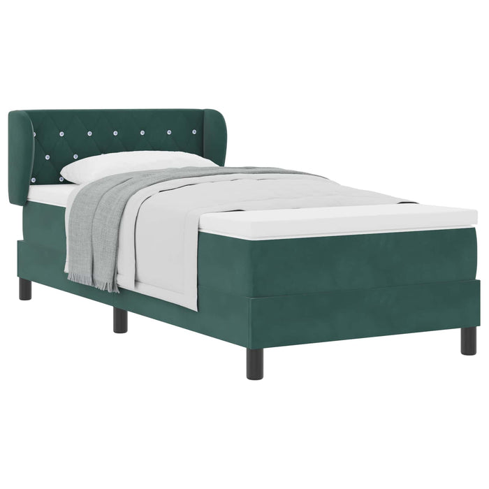 Pat cu arcuri cu headboard Verde închis 90 x 190 cm Catifea - WALTI WALTI