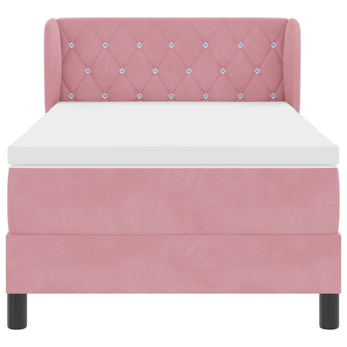 Pat cu arcuri cu headboard Roz 90 x 190 cm Catifea WALTI