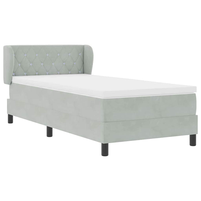 Pat cu arcuri cu saltea Gri deschis 90 x 200 cm Catifea - WALTI WALTI