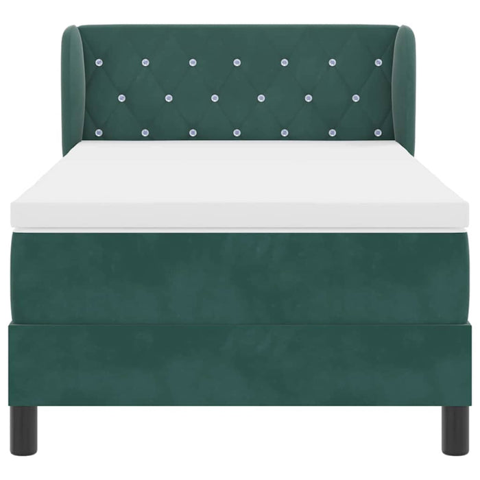 Pat cu arcuri cu headboard Verde închis 90 x 200 cm Catifea - WALTI WALTI