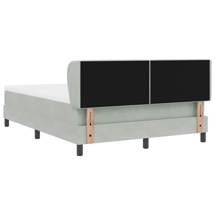 Pat cu arcuri cu saltea Gri deschis 140 x 190 cm Catifea - WALTI WALTI