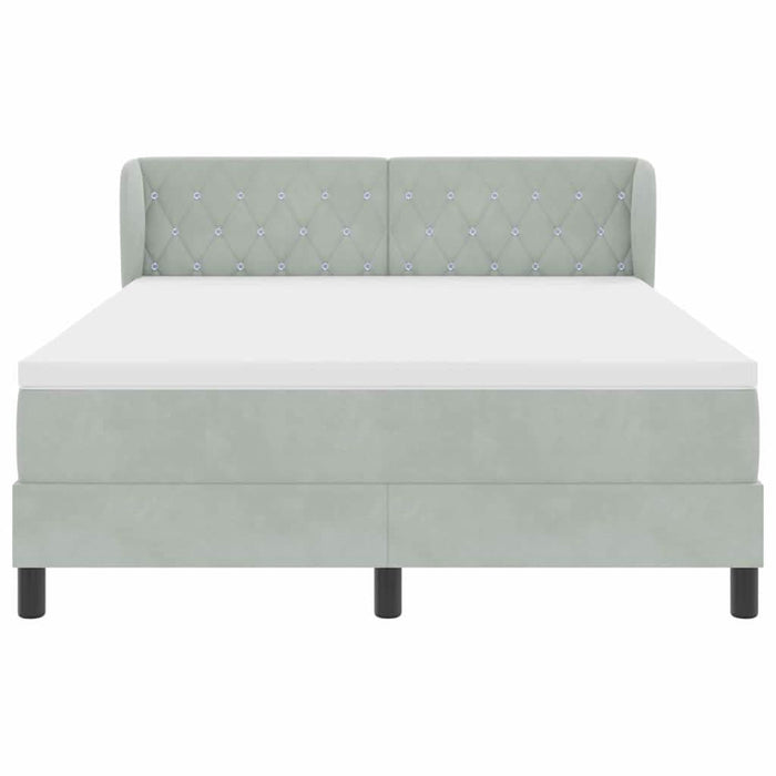 Pat cu arcuri cu saltea Gri deschis 140 x 190 cm Catifea - WALTI WALTI